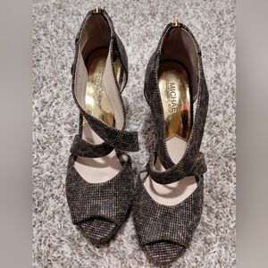 MICHAEL KORS Evie Leopard Print Shimmery Heels
